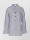 Ganni Multicolor Shirt With All-over Stripes And Logo Patch On The Front In Viscose Blend Woman