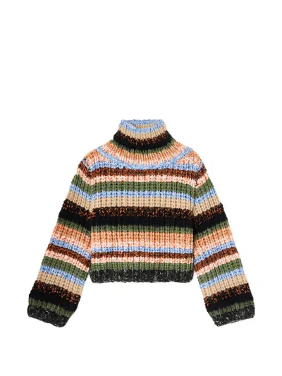 Ganni Striped Chunky-knit Sweater In Multi