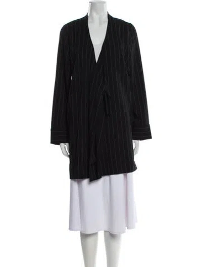 Pre-owned Ganni Striped Coat In Black