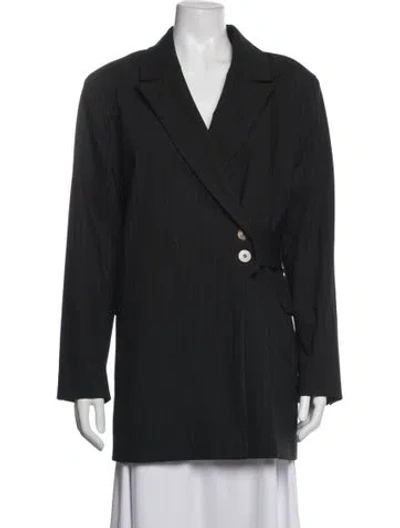 Pre-owned Ganni Striped Coat In Black