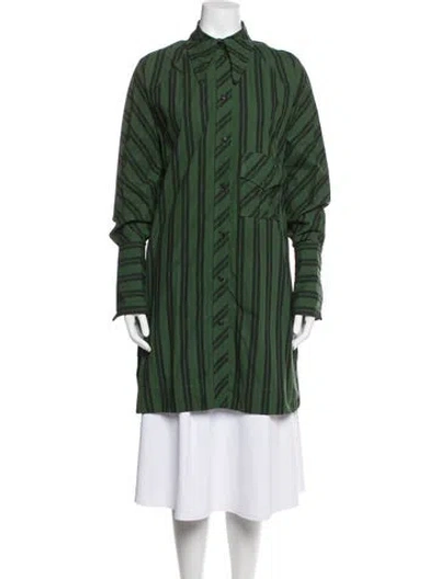 Pre-owned Ganni Striped Coat In Black/green