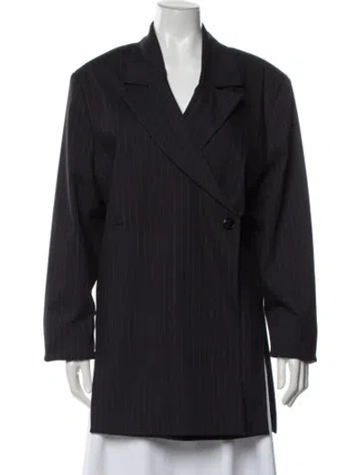 Pre-owned Ganni Striped Coat In Blue