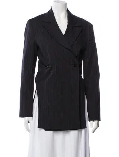 Pre-owned Ganni Striped Coat In Blue/red