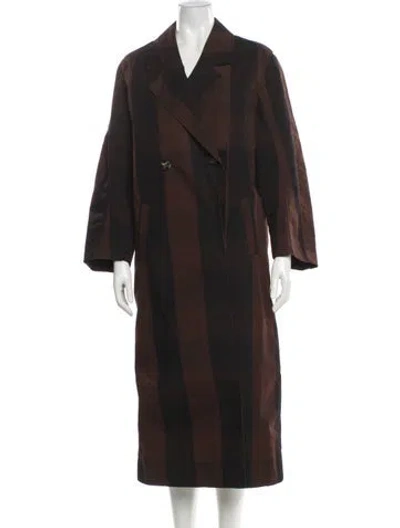 Pre-owned Ganni Striped Coat In Brown