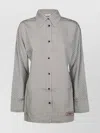Ganni Striped Collared Shirt Long Sleeves In Gray