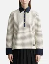 Ganni Striped Cotton Polo In White