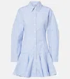 Ganni Striped Cotton Shirt Dress In Blue