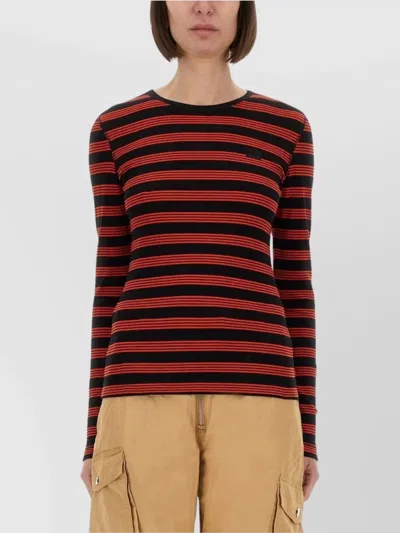 GANNI STRIPED CREW NECK LONG-SLEEVED TOP