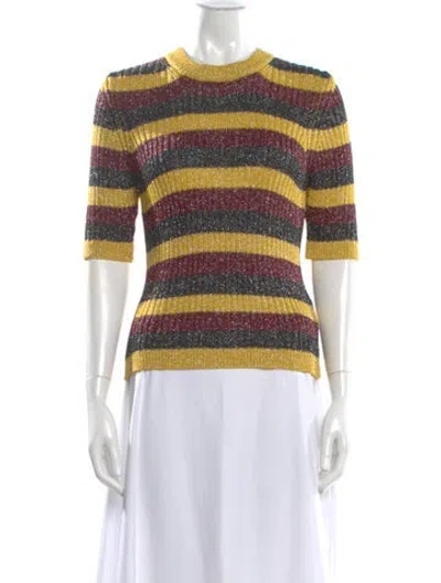Pre-owned Ganni Striped Crew Neck Sweater