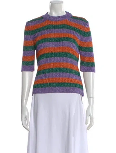 Pre-owned Ganni Striped Crew Neck Sweater