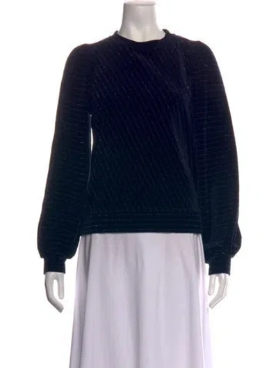 Pre-owned Ganni Striped Crew Neck Sweater In Blue