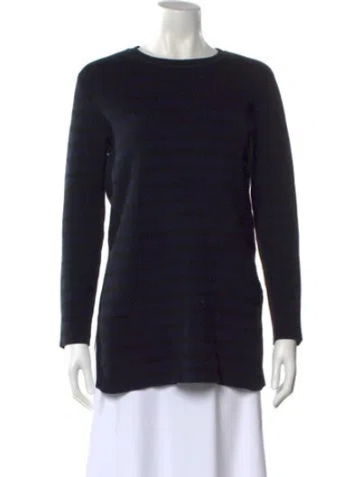 Pre-owned Ganni Striped Crew Neck Sweater In Gray