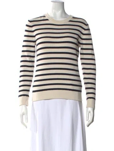 Pre-owned Ganni Striped Crew Neck Sweater In Neutral