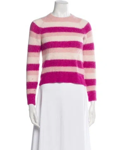Pre-owned Ganni Striped Crew Neck Sweater In Pink