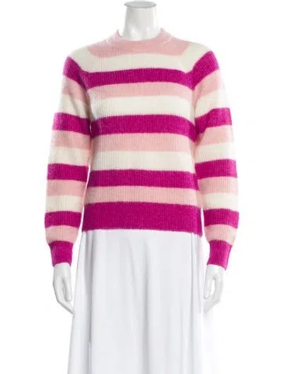 Pre-owned Ganni Striped Crew Neck Sweater In Pink