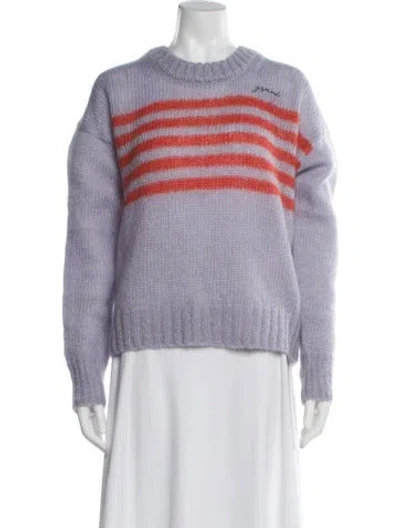 Pre-owned Ganni Striped Crew Neck Sweater In Purple