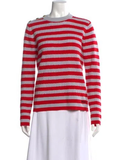 Pre-owned Ganni Striped Crew Neck Sweater In Red