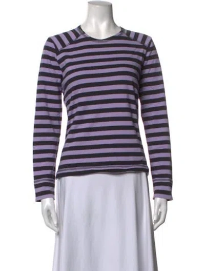 Pre-owned Ganni Striped Crew Neck Top In Purple
