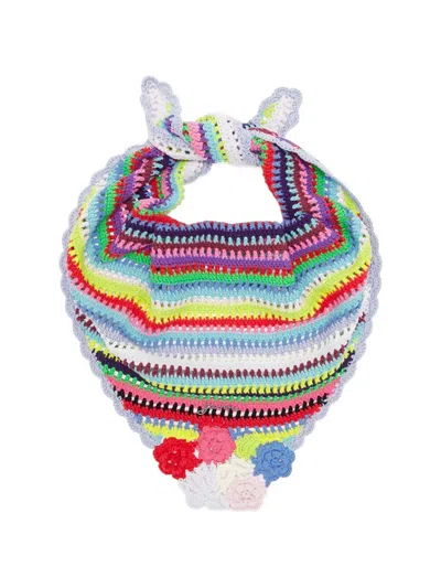 Ganni Striped Crochet-knit Scarf In Multi