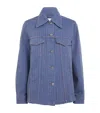 Ganni Striped Denim Jacket With Logoed Buttons In Blue