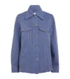 Ganni Stripe Overdyed Denim Jacket In Blue