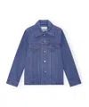 Ganni Stripe Overdyed Denim Jacket In Blue