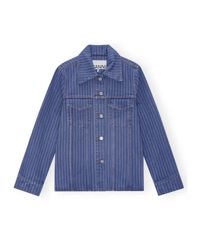 GANNI GANNI STRIPE OVERDYED DENIM JACKET