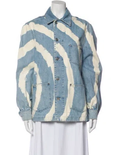 Pre-owned Ganni Striped Denim Jacket In Multi
