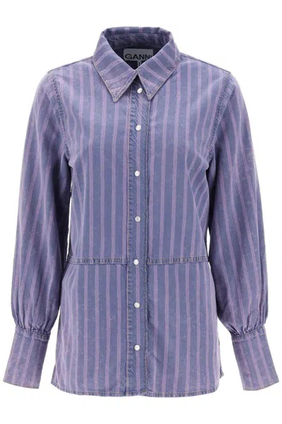 GANNI STRIPED DENIM SHIRT