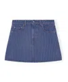 Ganni Blue Stripe Overdyed Denim Miniskirt In Blue