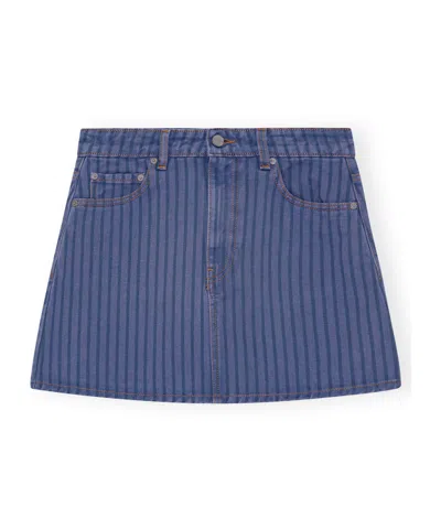 GANNI GANNI STRIPE OVERDYED DENIM MINI SKIRT