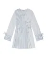 Ganni Stripe-print Cotton Mini Wrap Dress In White