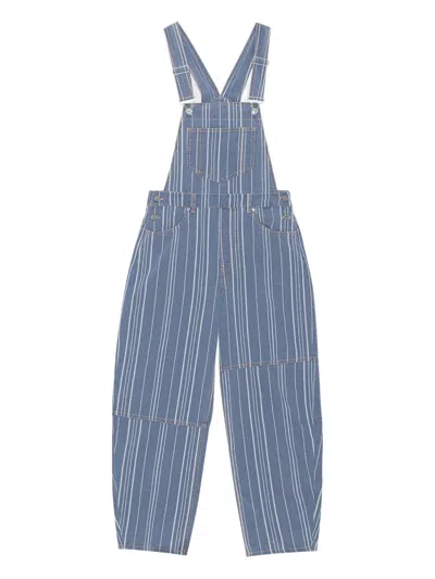 Ganni Striped Dungarees In Blue