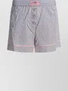 Ganni Violet Shorts With Logo Patch On The Front And All-over Striped Motif In Viscose Blend Woman