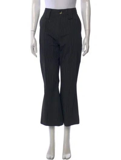 Pre-owned Ganni Striped Flared Pants In Black