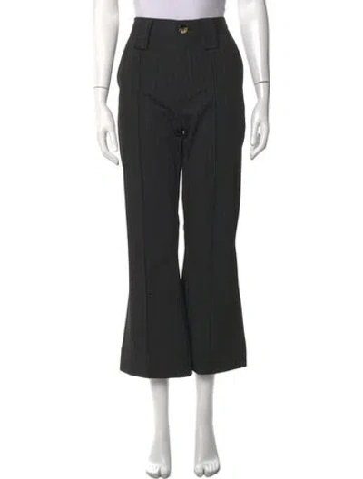 Pre-owned Ganni Striped Flared Pants In Black