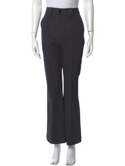 Pre-owned Ganni Striped Flared Pants In Grey
