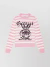 Ganni Striped Sweater With Rabbit