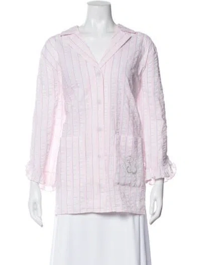 Pre-owned Ganni Striped Jacket In Pink