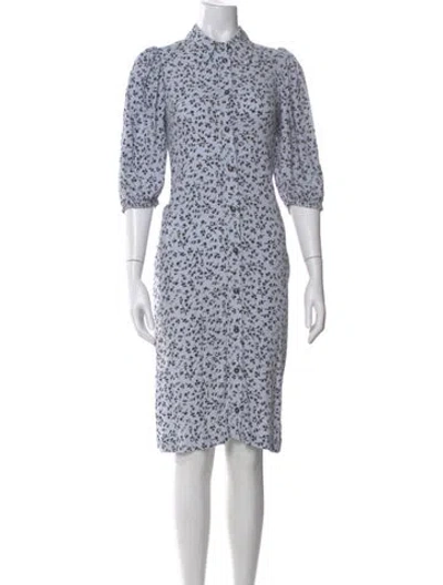 Pre-owned Ganni Striped Knee-length Dress In Blue