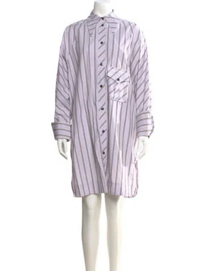 Pre-owned Ganni Striped Knee-length Dress In Purple