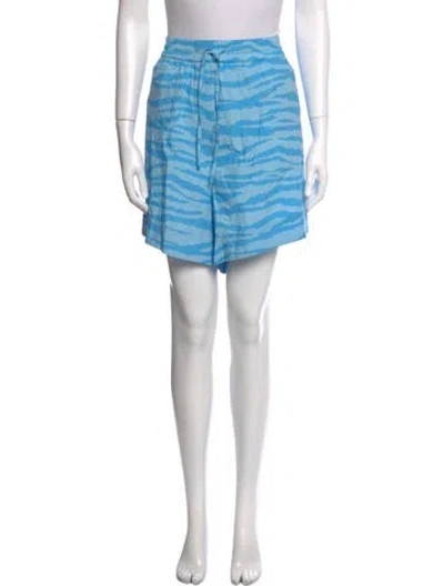 Pre-owned Ganni Striped Knee-length Shorts W/ Tags In Blue