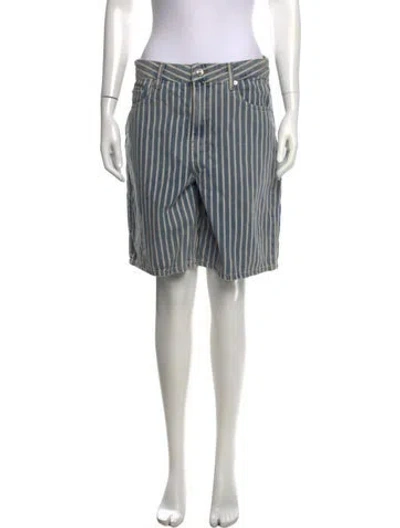 Pre-owned Ganni Striped Knee-length Shorts W/ Tags In Blue