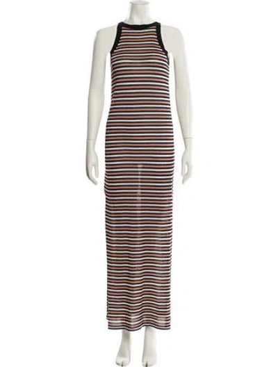 Pre-owned Ganni Striped Long Dress In Multi