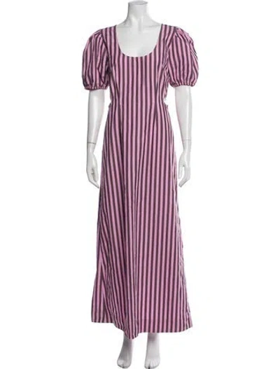 Pre-owned Ganni Striped Long Dress In Multi