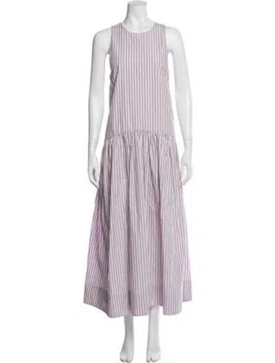 Pre-owned Ganni Striped Long Dress W/ Tags In Purple