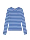 Ganni Striped Long-sleeve T-shirt In Blue
