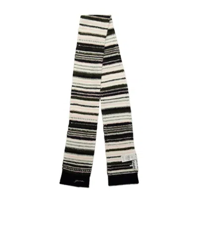 Ganni Striped Medium-thickness Scarf In White