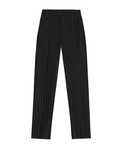 GANNI BLACK STRIPE MID WAIST TROUSERS