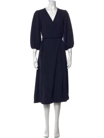Pre-owned Ganni Striped Midi Length Dress In Blue